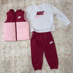 Nike 3-piece set- Puffer Vest, sweatpants, and t-shirt